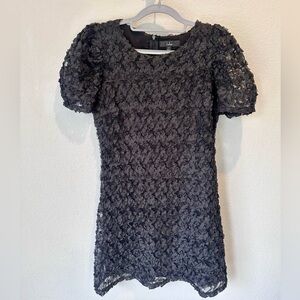 Lulus Black Puff Sleeve Floral Mini Dress- Size Small